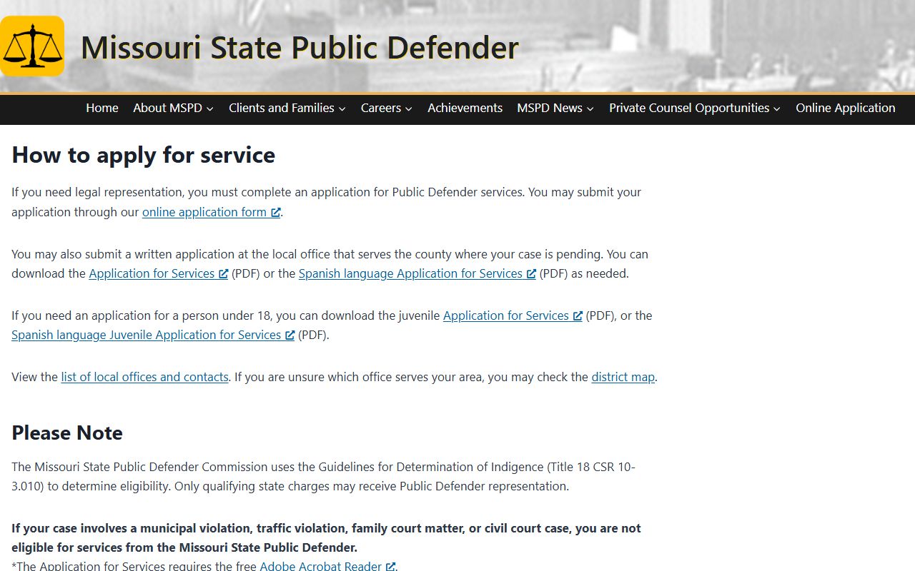 Caldwell County court dockets public defender application process