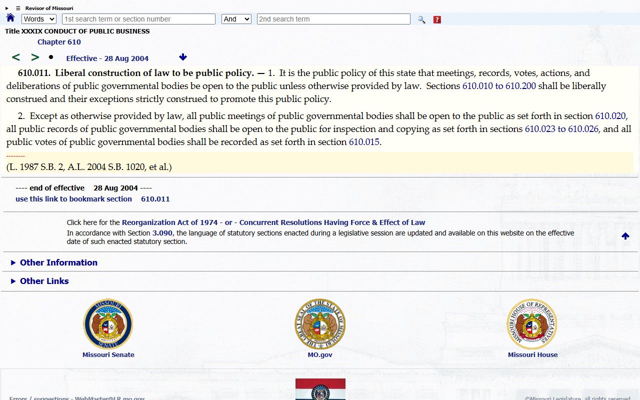 Caldwell County court records Missouri public records policy