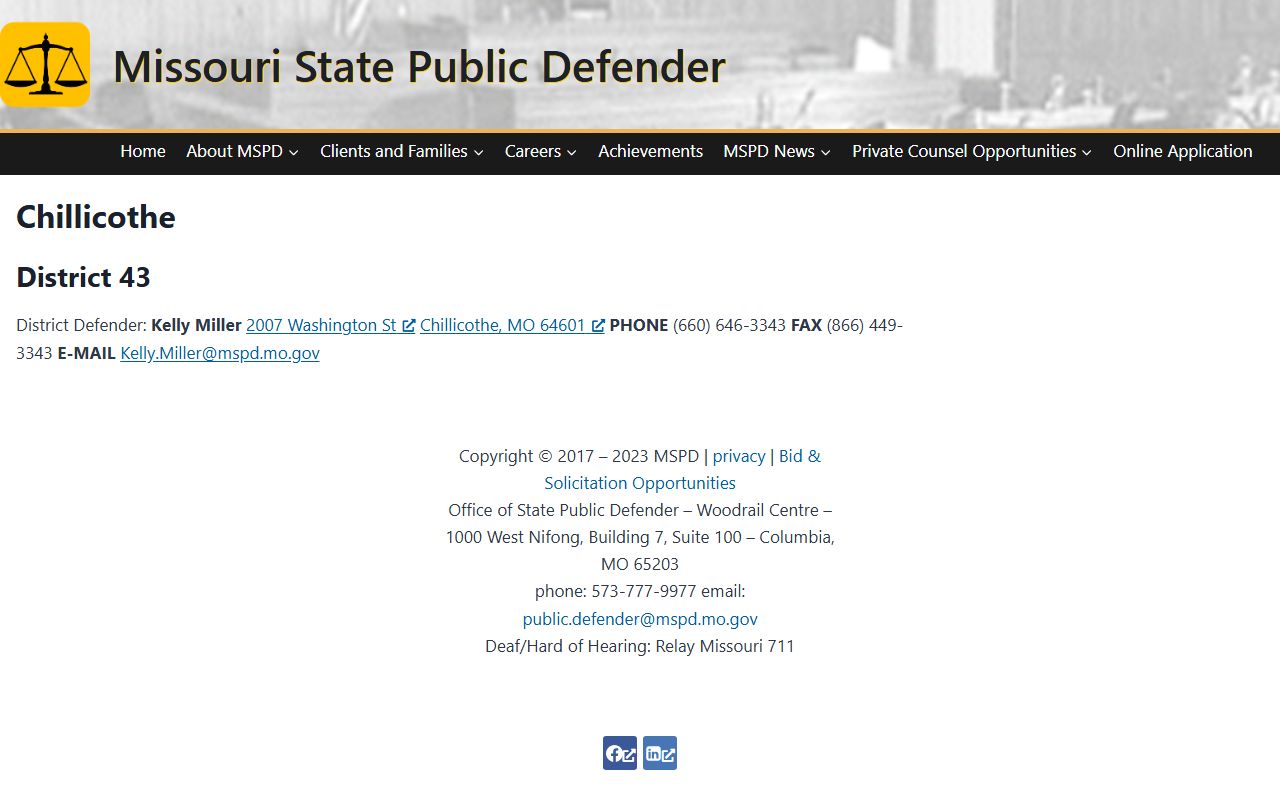 Caldwell County court records Missouri public defender district office