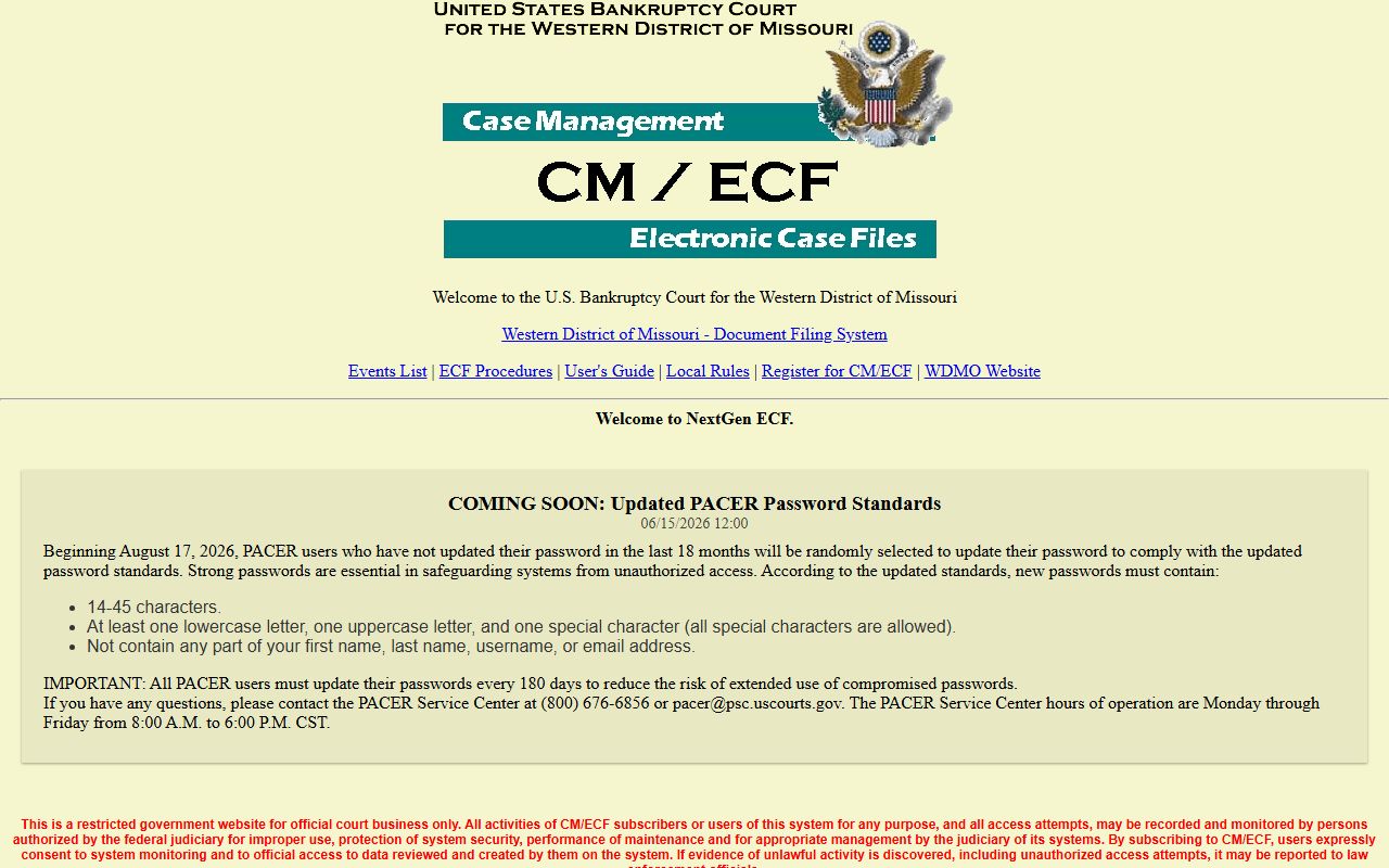 Caldwell County court records Western Missouri bankruptcy CM ECF