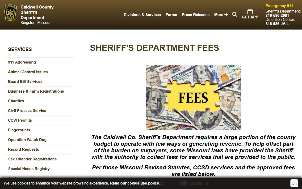 Caldwell County criminal court records sheriff fee schedule