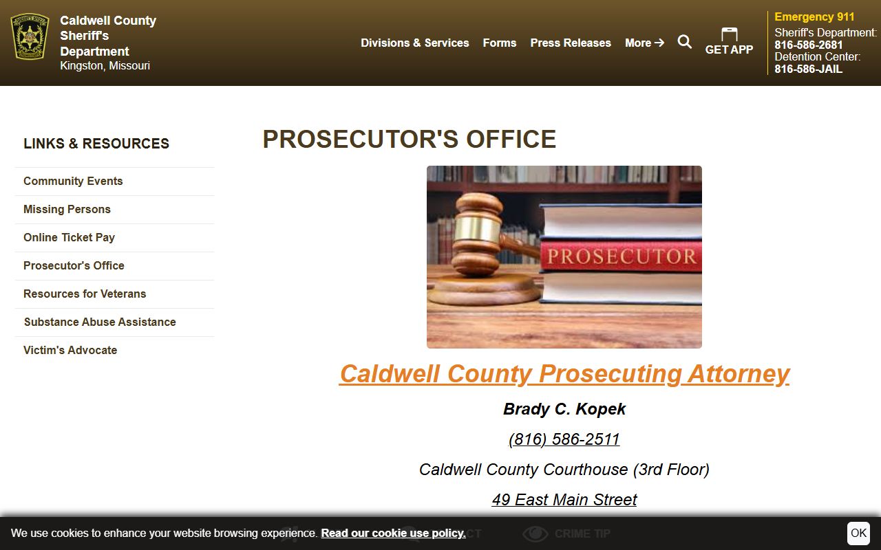 Caldwell County criminal court records prosecutor page