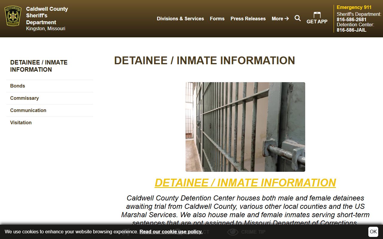 Caldwell County inmate records detainee and inmate information