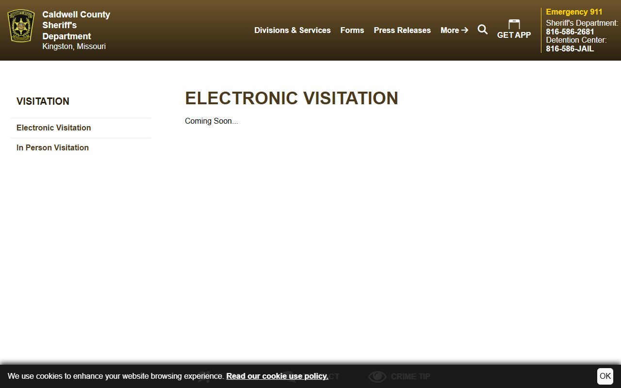 Caldwell County warrant records electronic visitation status